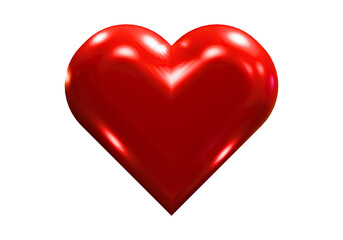 Fototapeta premium Shiny red heart isolated PNG, glossy love symbol on transparent background for Valentine s Day and romantic designs