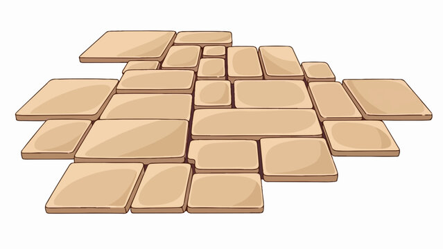Light brown irregularly shaped paving stones arranged in a scattered pattern