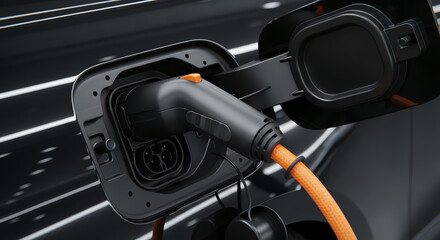 Obraz premium electric car charging plug and socket