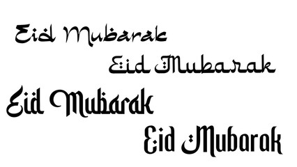 Fototapeta premium Eid Mubarak Typography Design in Black Color on White Isolated Background – Islamic Festival Greeting Lettering