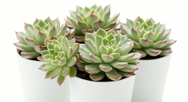 succulents in white pots