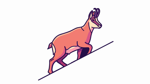 Stylized chamois climbs an angled line with dynamic, flat colors and bold outlines