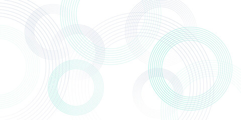 Abstract background with thin blue and teal concentric circles on white, geometric line art design for tech backdrop © Creative work