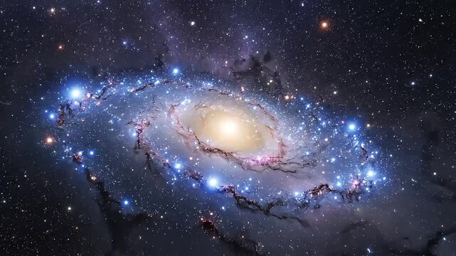 Majestic spiral galaxy shines with millions of stars in the vastness of space
