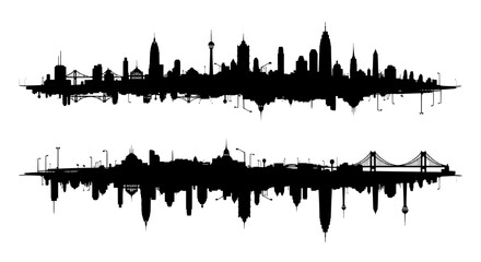 Obraz premium Abstract Cityscape Skyline Silhouette - Urban Design Vector Art