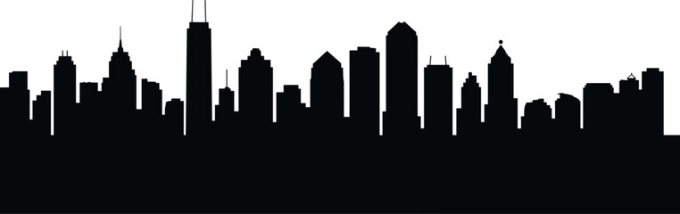 City skyline silhouette, urban architecture, skyscraper outline, metropolitan design, cultural landmark, modern skyline, urban planning artwork, graphic illustration