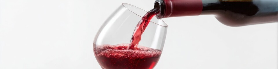 Naklejka premium Rich red wine pouring into glass with smooth flowing motion