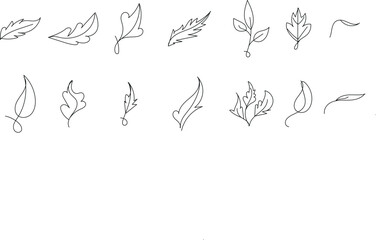 Obraz premium Minimal Leaf Line Art Set -Hand Drawn Botanical Nature Outline Icons