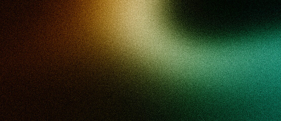 Dark grainy gradient background, green orange abstract glowing blur on black backdrop, noise texture banner, poster, header or wallpaper design