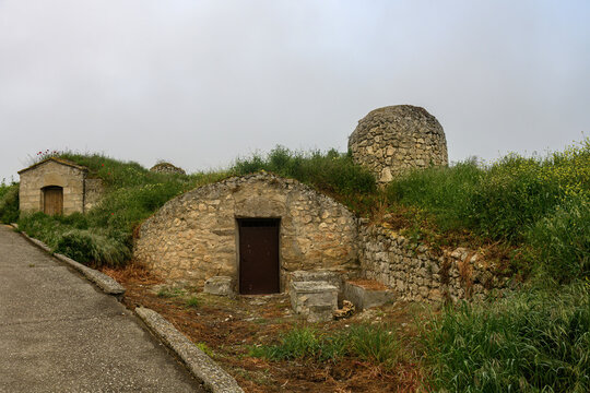Traditional underground wine cellars in Valoria del Alcor, Palen