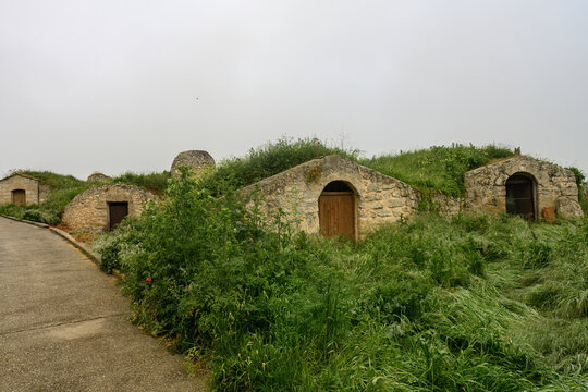 Traditional underground wine cellars in Valoria del Alcor, Palen
