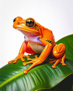  Frog sitting on leaf 