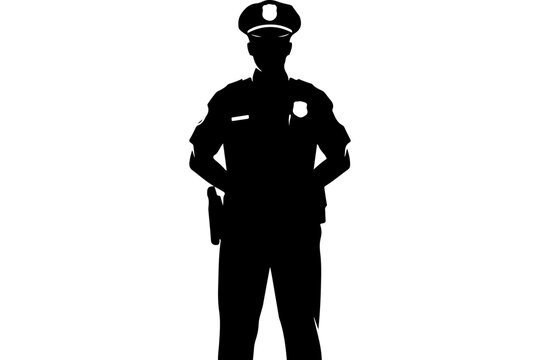 Silhouette of a Police Officer in Uniform