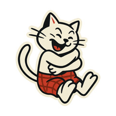 PNG Playful cartoon cat laughing.