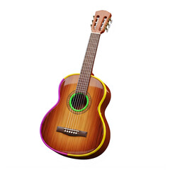 Fototapeta premium A brown acoustic guitar with a white background