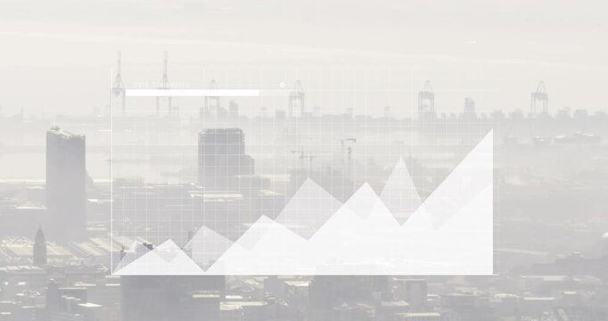 Animation of data processing over cityscape