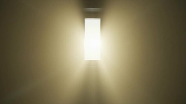 Bright light beam emerging from dark backdrop symbolic concept