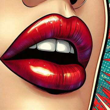lips red open woman pop art popart retro vintage glamour sexy seductive makeup fashion