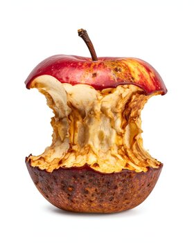 Eaten Apple Core - A Symbol of Waste and Consumption.