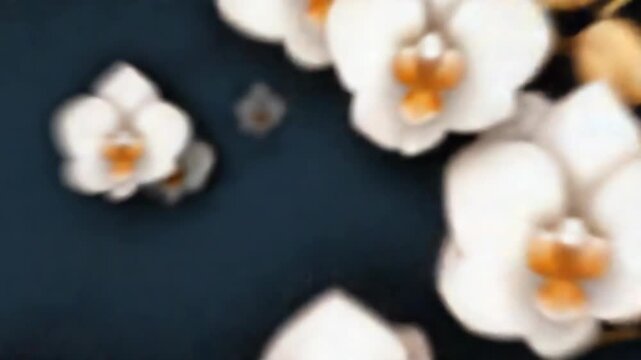 Close view of soft-colored flowers with a dark background shows how simple design can create striking beauty through four frames