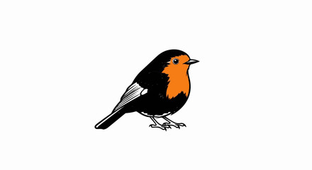 Obraz premium Stylized robin with orange chest on white background