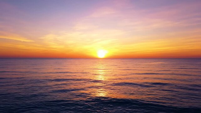 Video tranquil sea horizon at golden sunset with smooth sky color transition, elegant nature visual for spa promotions, motivational intros, and brand identity backgrounds.