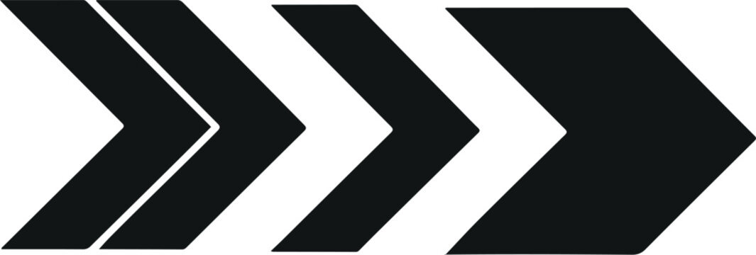 Chevron arrow direction icon vector set with bold forward pointing geometric arrows isolated on light background for navigation, movement, and interface design
