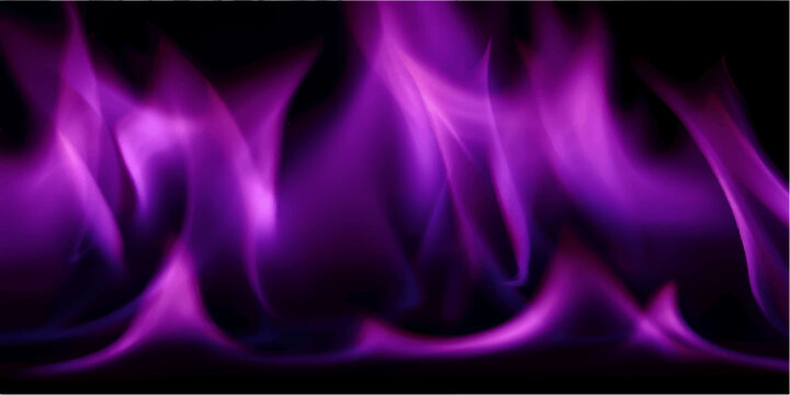 Swirling purple and blue smoke waves create a flowing motion of light and energy against a dark black backdrop with abstract fractal patterns