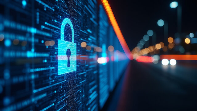 Encrypted Data Digital Tunnel Network Wide Angle View