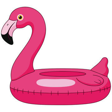 Hot Pink Flamingo Inflatable Pool Float Vector Illustration