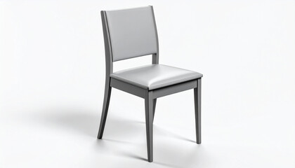 Obraz premium Grey upholstered chair with a dark grey wooden frame and tapered legs