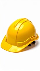 Fototapeta premium Bright Yellow Hard Hat Safety Equipment Studio Shot White Background