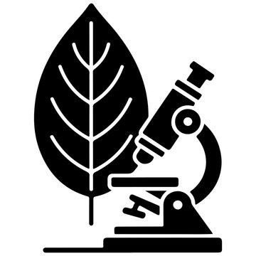 A microscope and a leaf are shown in this graphic