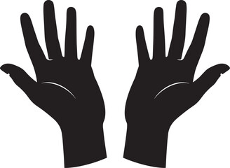 Obraz premium Black silhouette of two hands with palms facing forward