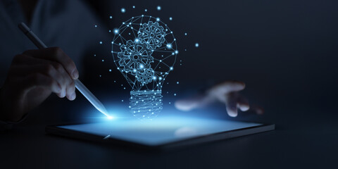 Artificial Intelligence Idea Visualization Showing Smart Technology And Digital Innovation. © Artemii Shadrin