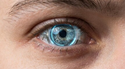 Obraz premium Close-up of a blue human eye.