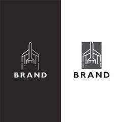 Fototapeta premium Elegant airplane icon logo vector design simple aviation symbol for airline branding