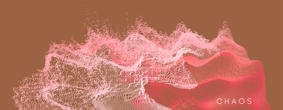 Array with dynamic emitted particles. Water splash imitation. Abstract dackground. Vector illustration. Design for banner, flyer, poster, cover or brochure.v