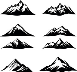 Mountain Peaks Silhouette Vector Set - Scalable EPS Icons for Outdoor Adventure and Hiking Design