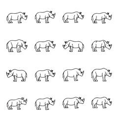Obraz premium Rhino Pattern Vector Outline Silhouette Seamless Background