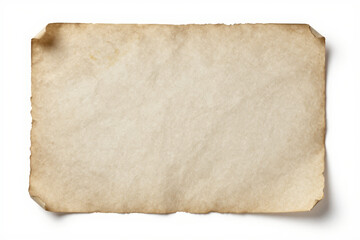 Vintage Textured Parchment Paper with Torn Edges and Subtle Shadow on White Background Ideal for Historical Documents or Creative Design Projects