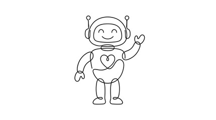 Obraz premium Dreamcatcher with Feathers Continuous Single Line Minimalist Boho Line Art Illustration