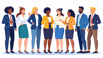 Obraz premium Plus Size Business People Set – Diverse Corporate Professionals Communicating Vector