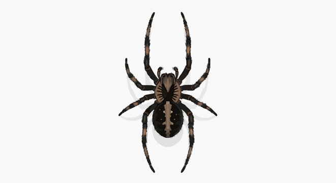 Illustration of a detailed spider with intricate markings and sharp legs against a clean white background, perfect for educational or informational content