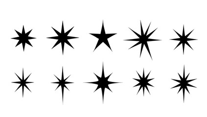 A minimalist design featuring two black starburst shapes on a white background, conveying navigation and direction. © hamay