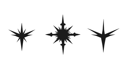 A bold, black starburst shape on a white background, conveying energy and dynamism, ideal for use in designs needing a striking visual element. © hamay