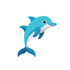 Fototapeta premium A colorful cartoon dolphin illustration in a playful swimming pose