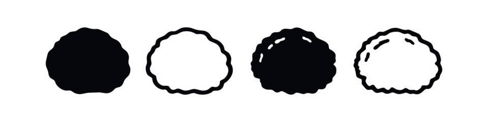 Set of abstract oval and round shapes with wavy edges. Fruit, berry or natural stone vector icons. © liubomir118809