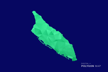 Aruba Map - low poly polygon vector, geometric triangulated silhouette in green and blue tones, clean modern style, isolated background for infographic use.