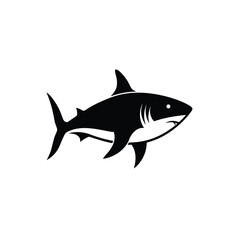 Obraz premium A black and white vector graphic illustration of a smiling shark